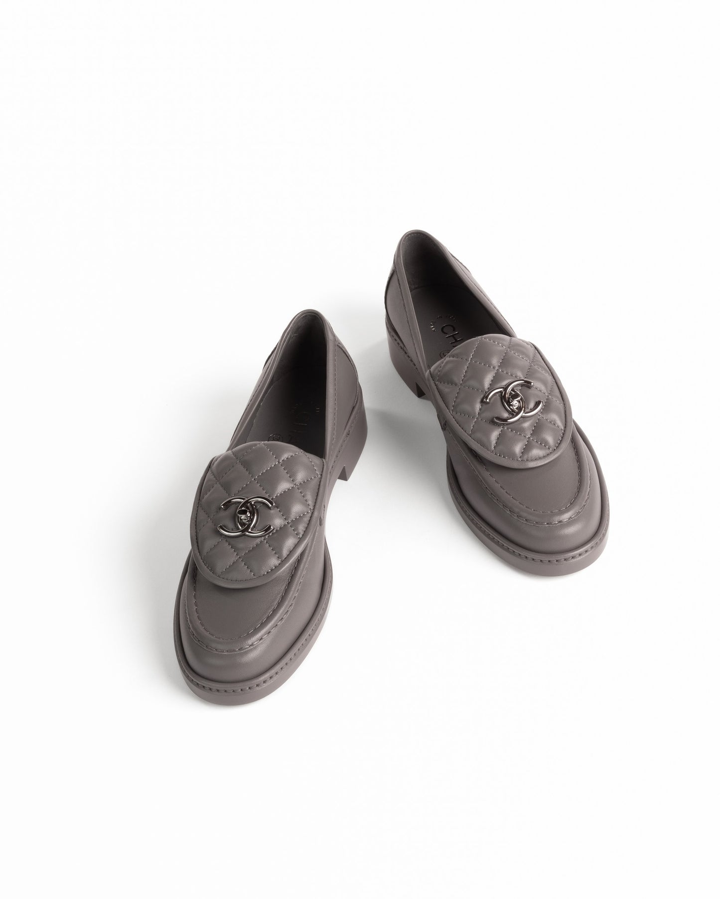 Chanel CC Turn-lock Quilted Loafers