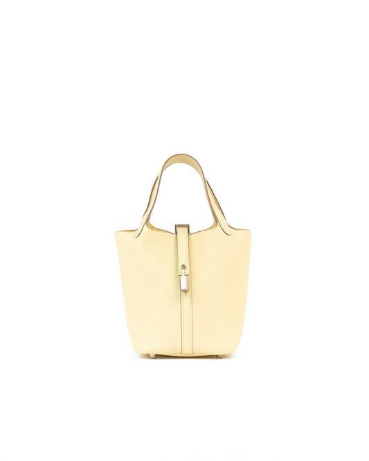 Picotin 18 Jaune Milton in Taurillon Clemence Leather with Palladium Hardware