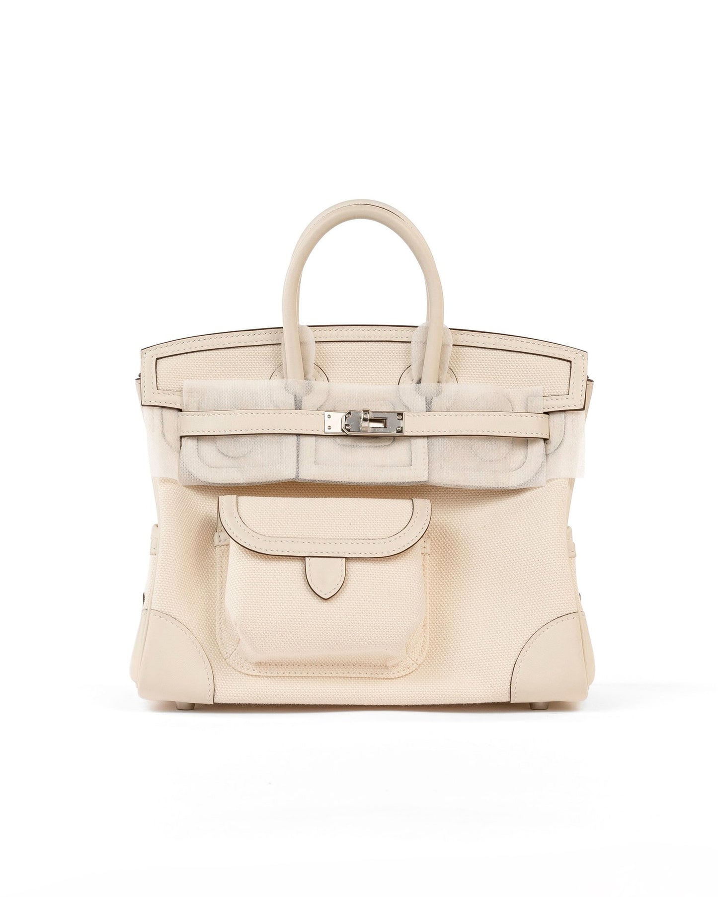 Birkin 25 Cargo Nata Canvas and Swift Leather with Palladium Hardware