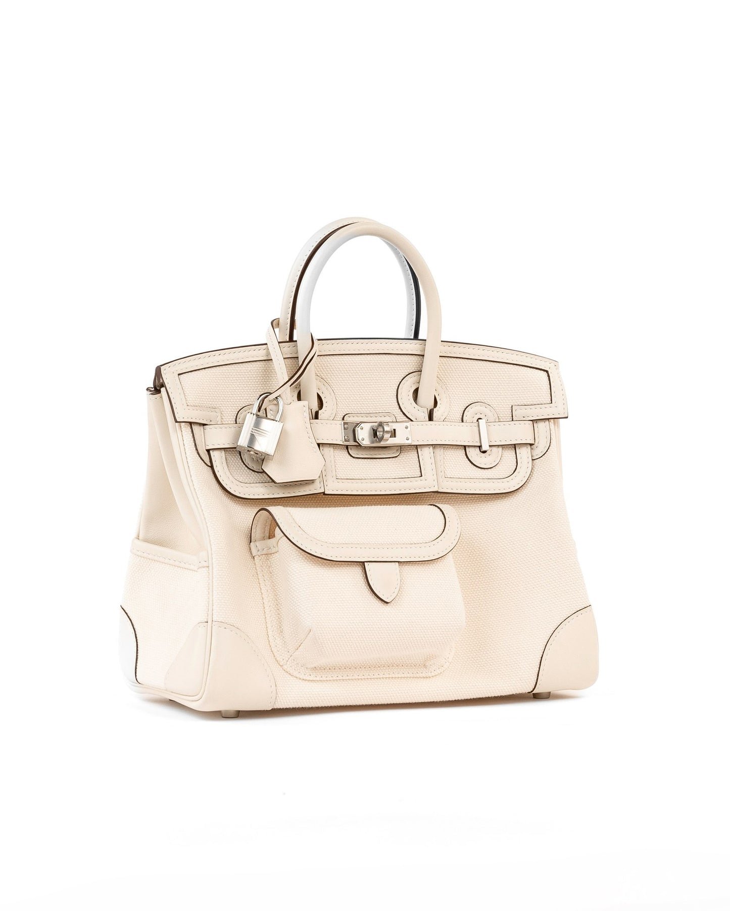 Birkin 25 Cargo Nata Canvas and Swift Leather with Palladium Hardware