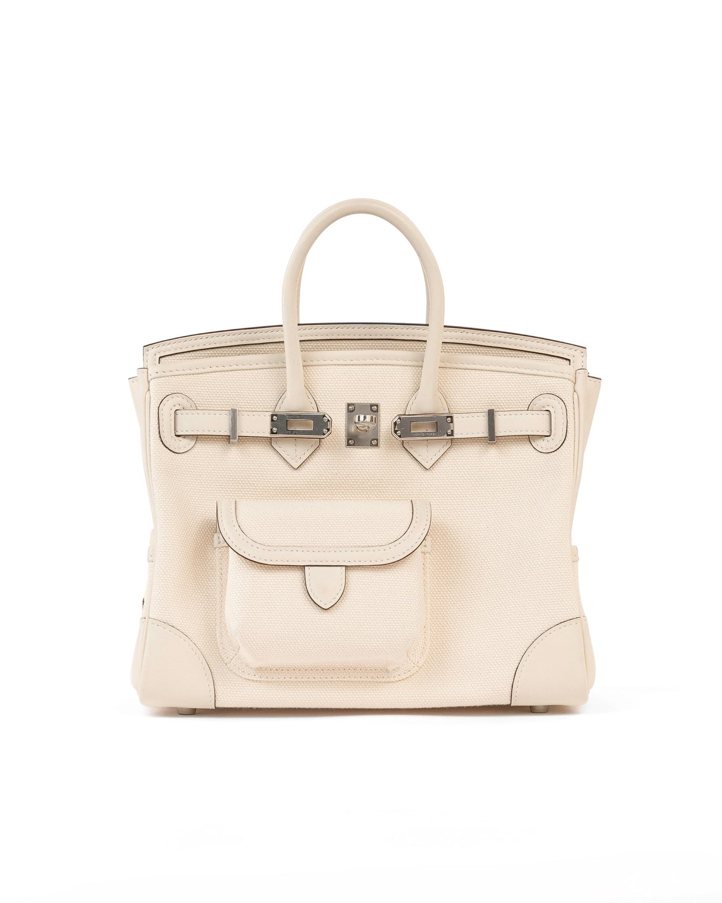 Birkin 25 Cargo Nata Canvas and Swift Leather with Palladium Hardware