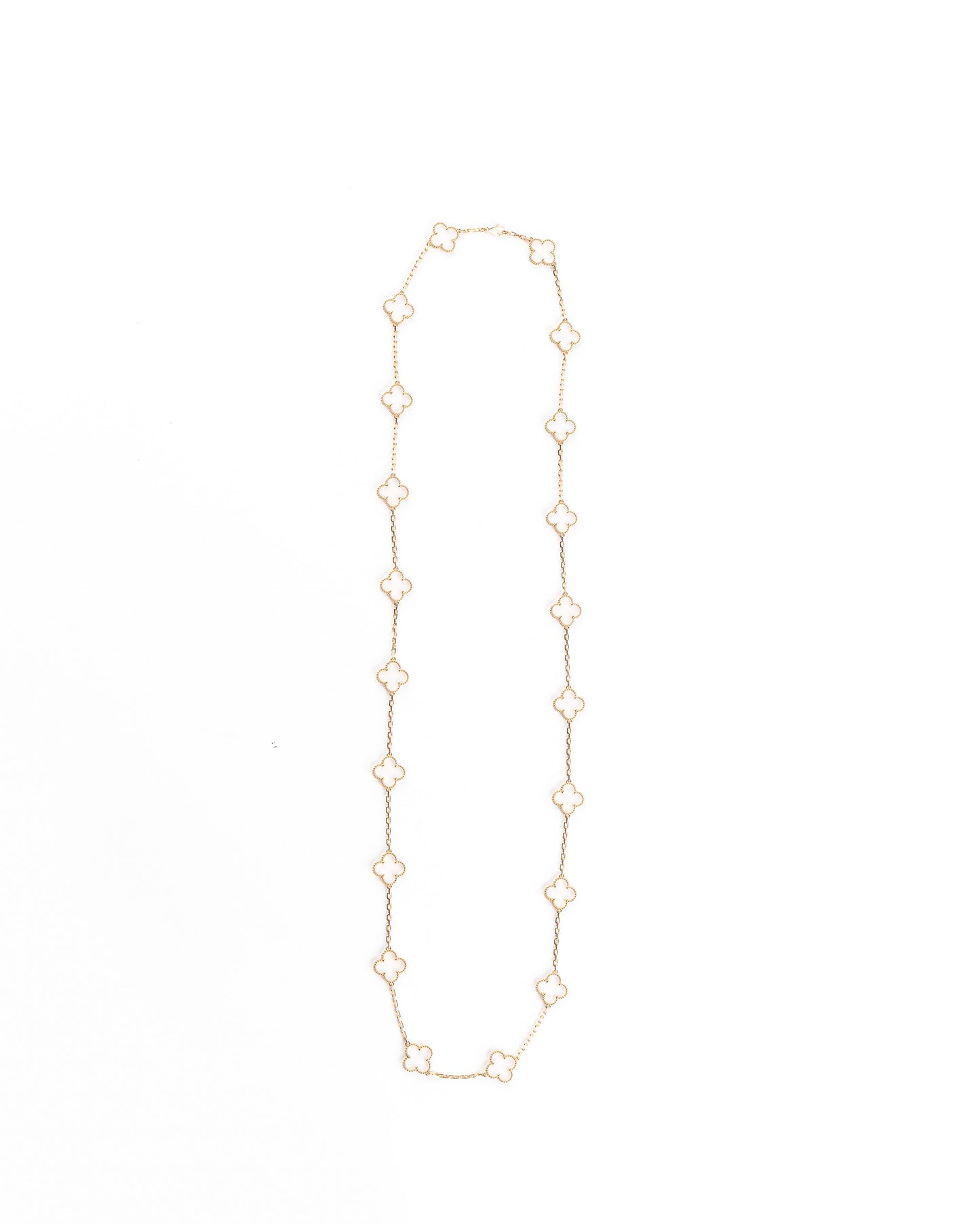 Van Cleef & Arpels Vintage Alhambra Rare Rock Crystal 20 Motif Necklace Yellow Gold
