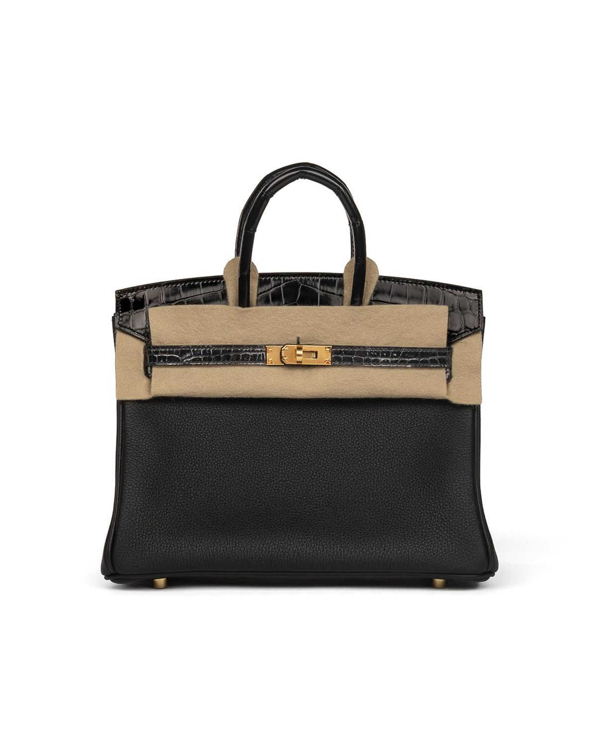 Birkin 25 Touch in Black Togo and Shiny Alligator with Gold Hardware