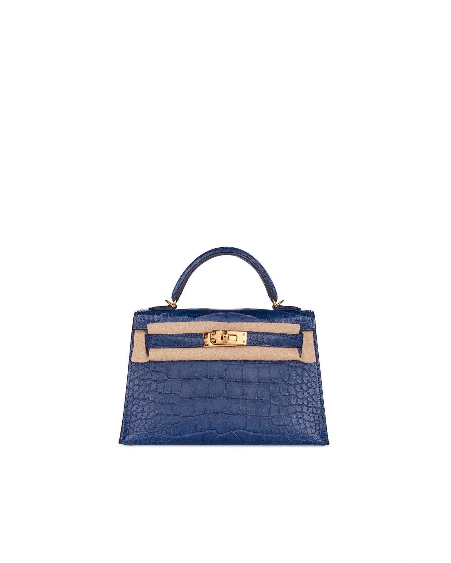 Kelly 20 Blue Saphir in Matte Alligator Leather with Gold hardware