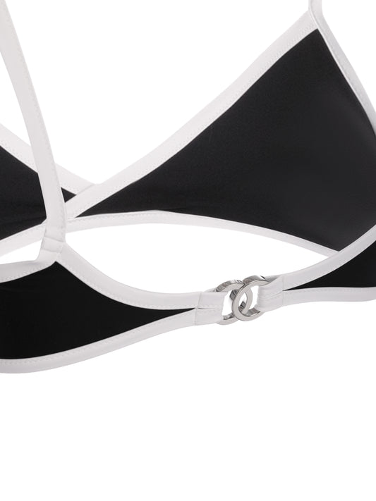 Chanel Swimsuit Top Stretch Jersey in Black & White size 36