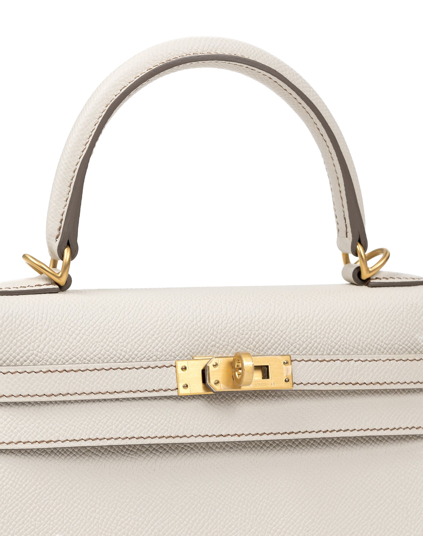 Kelly 25 Sellier HSS Craie in Epsom leather and Gold Interior & Stitching with Brushed Gold Hardware