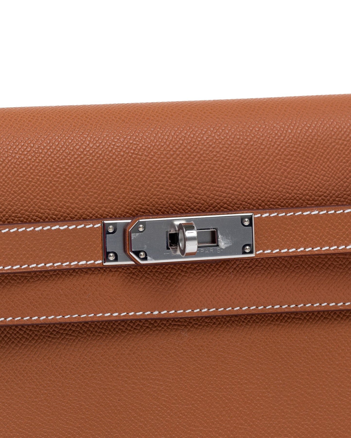 Kelly Depeches Gold in Epsom Leather with Palladium Hardware
