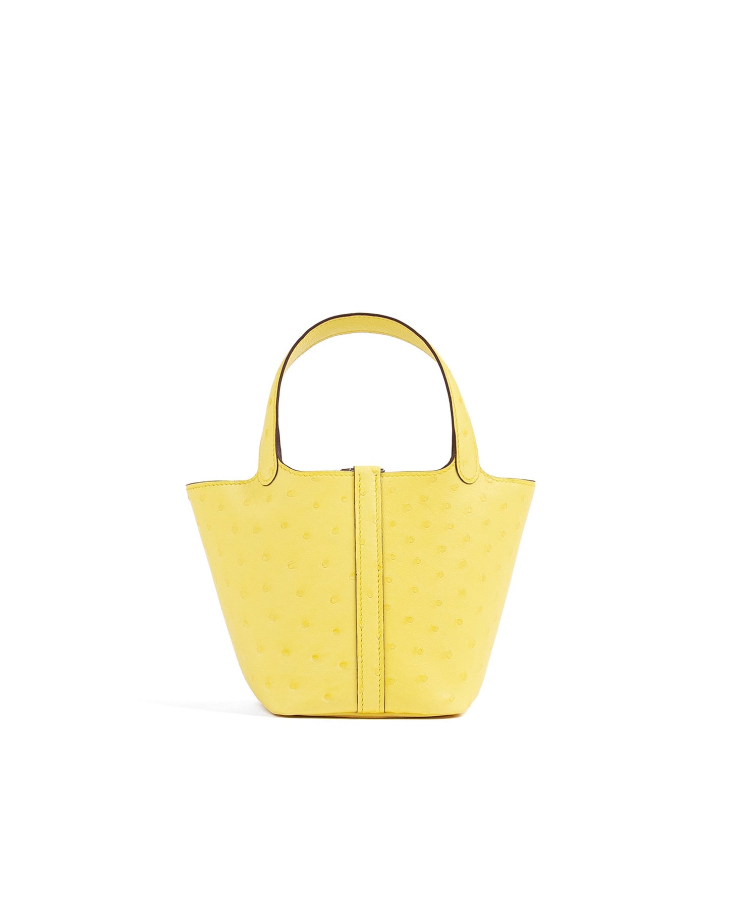 Micro Picotin 14 Jaune Citron in Ostrich Leather with Palladium Hardware