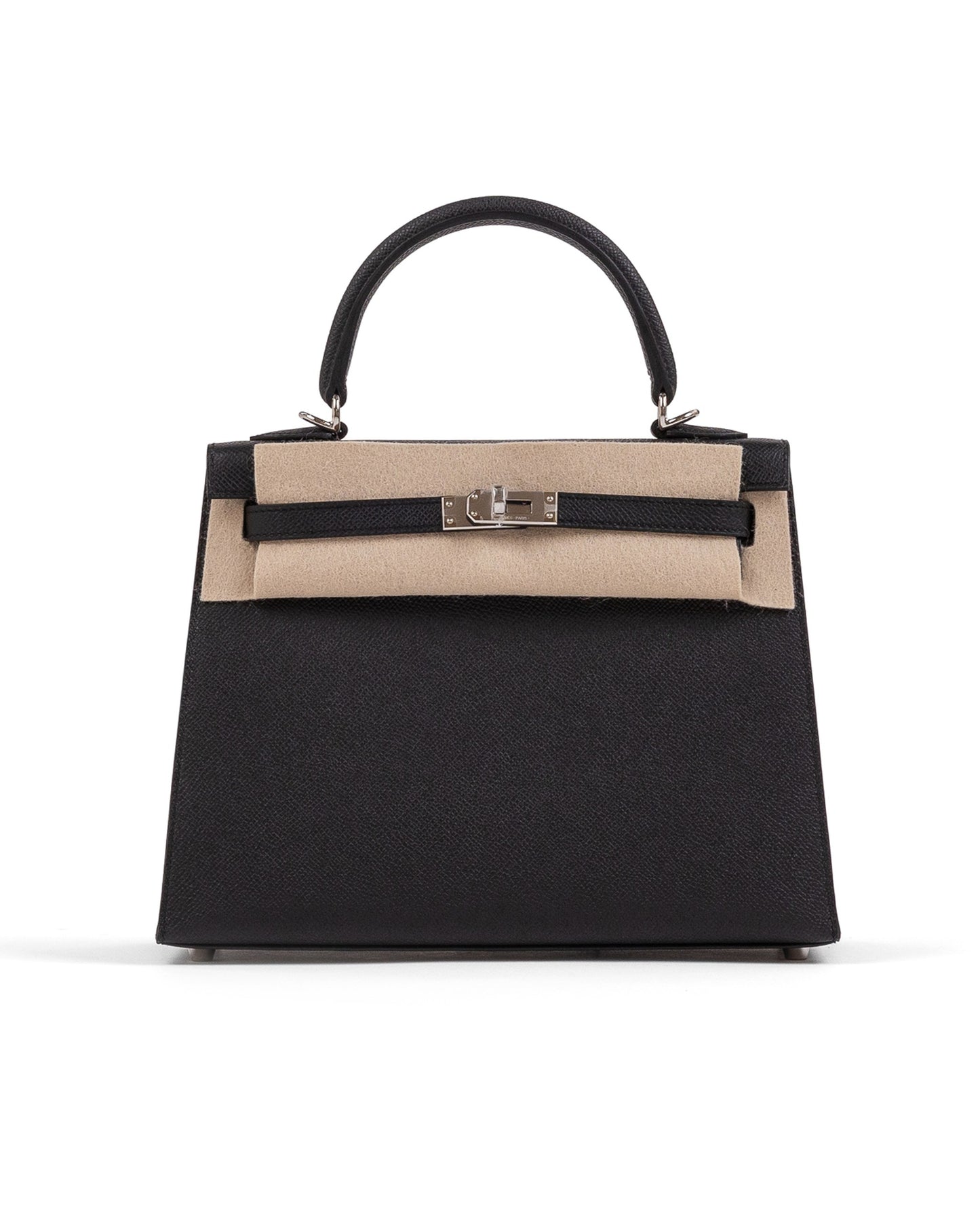 Kelly 25 Black in Epsom Leather with Palladium Hardware
