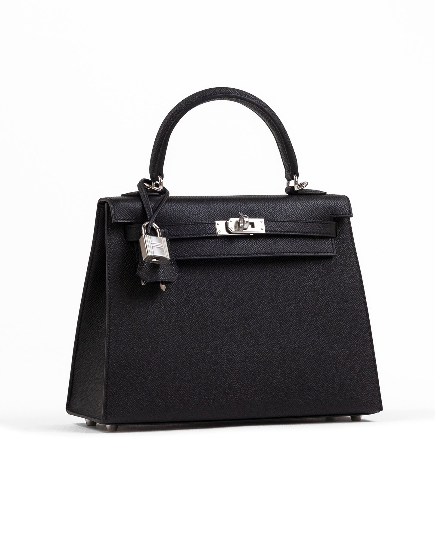 Kelly 25 Black in Epsom Leather with Palladium Hardware