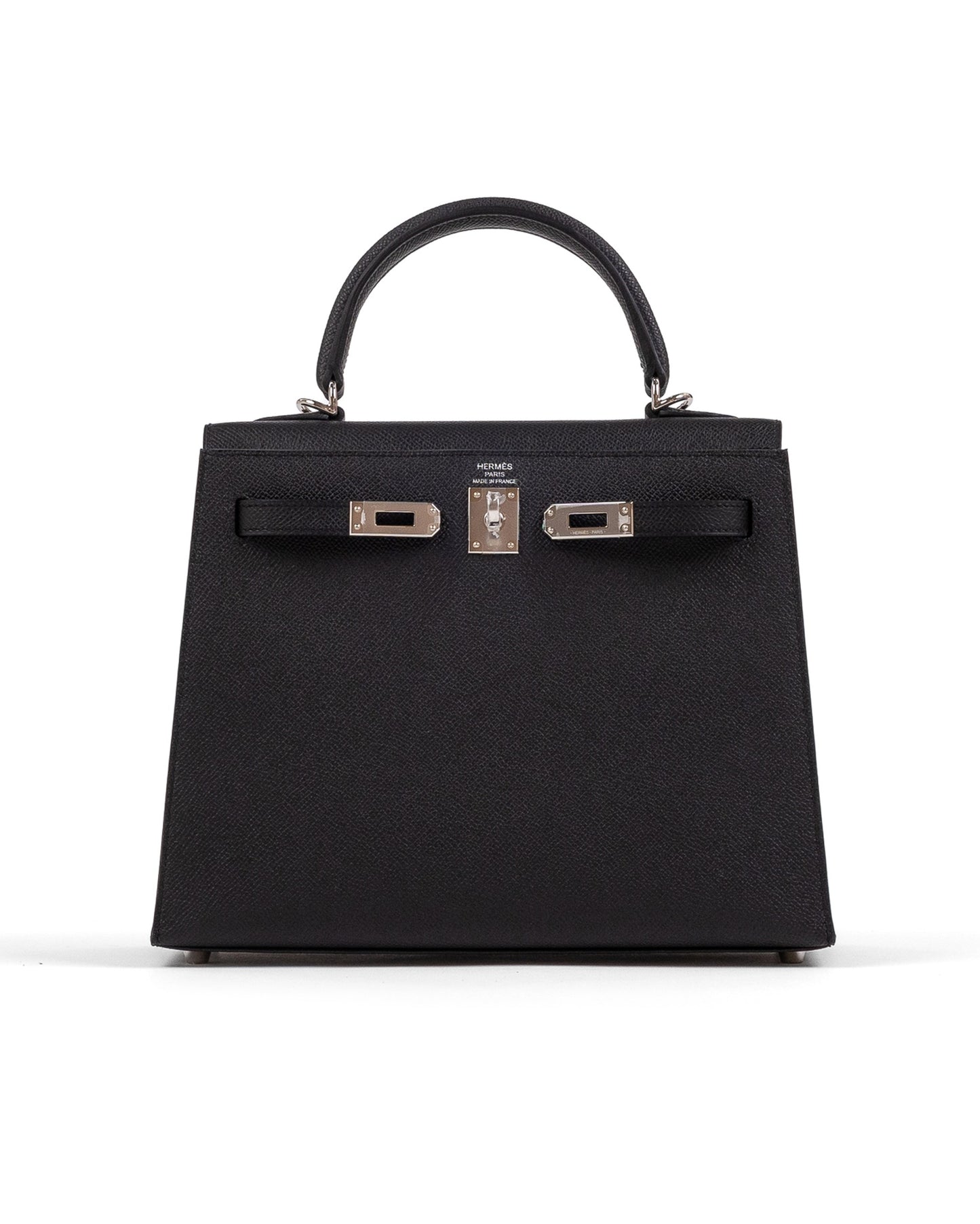 Kelly 25 Black in Epsom Leather with Palladium Hardware