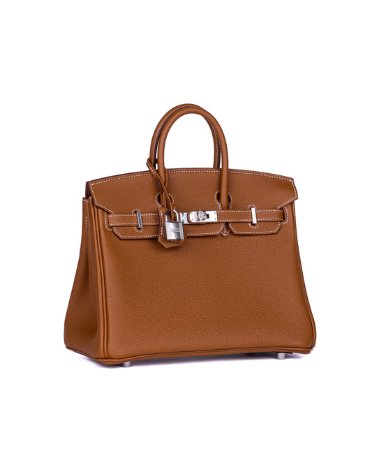 Birkin 25 in Gold Togo with Palladium Hardware