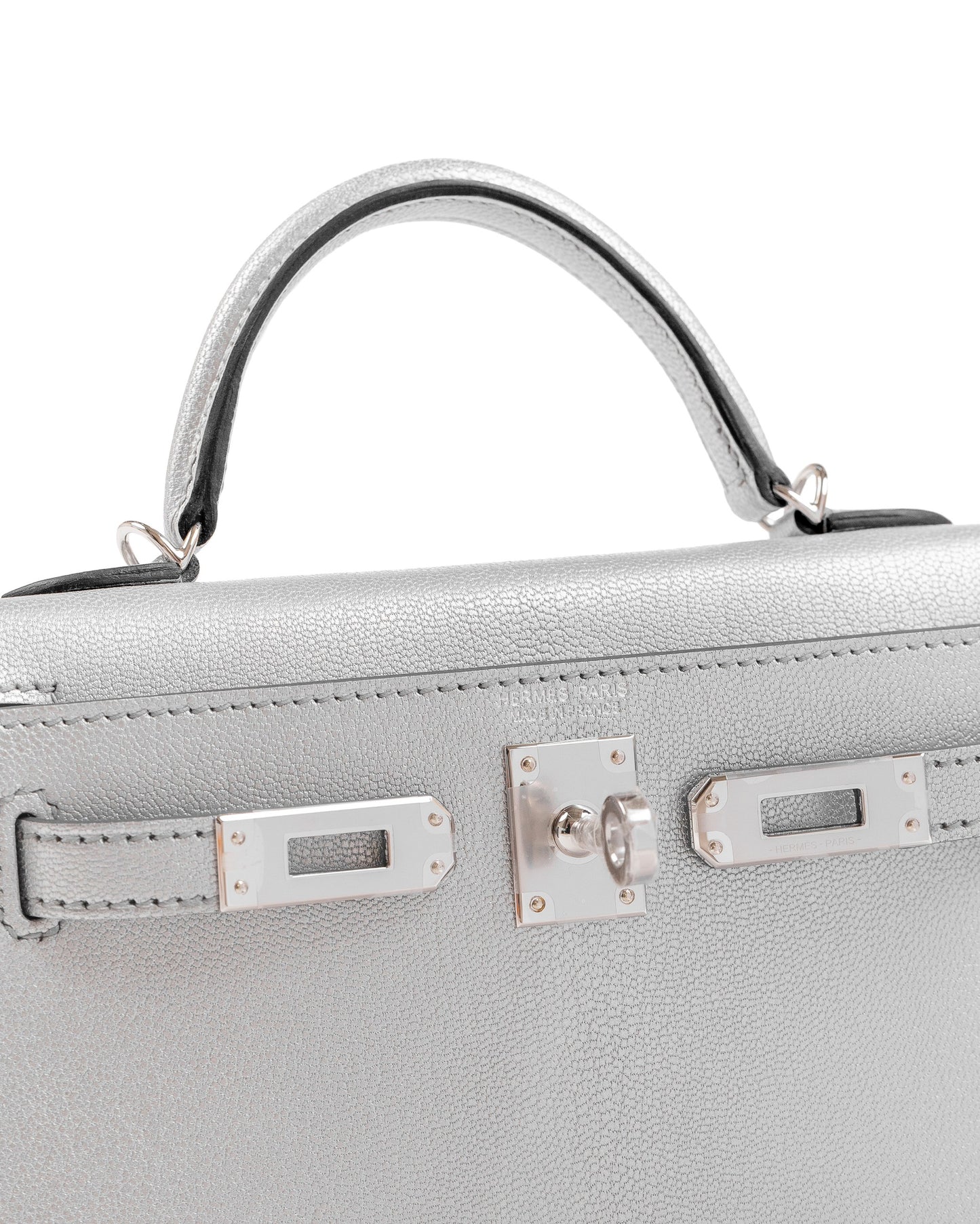 Kelly 20 Argent Silver Metallic in Chevre Leather with Palladium Hardware