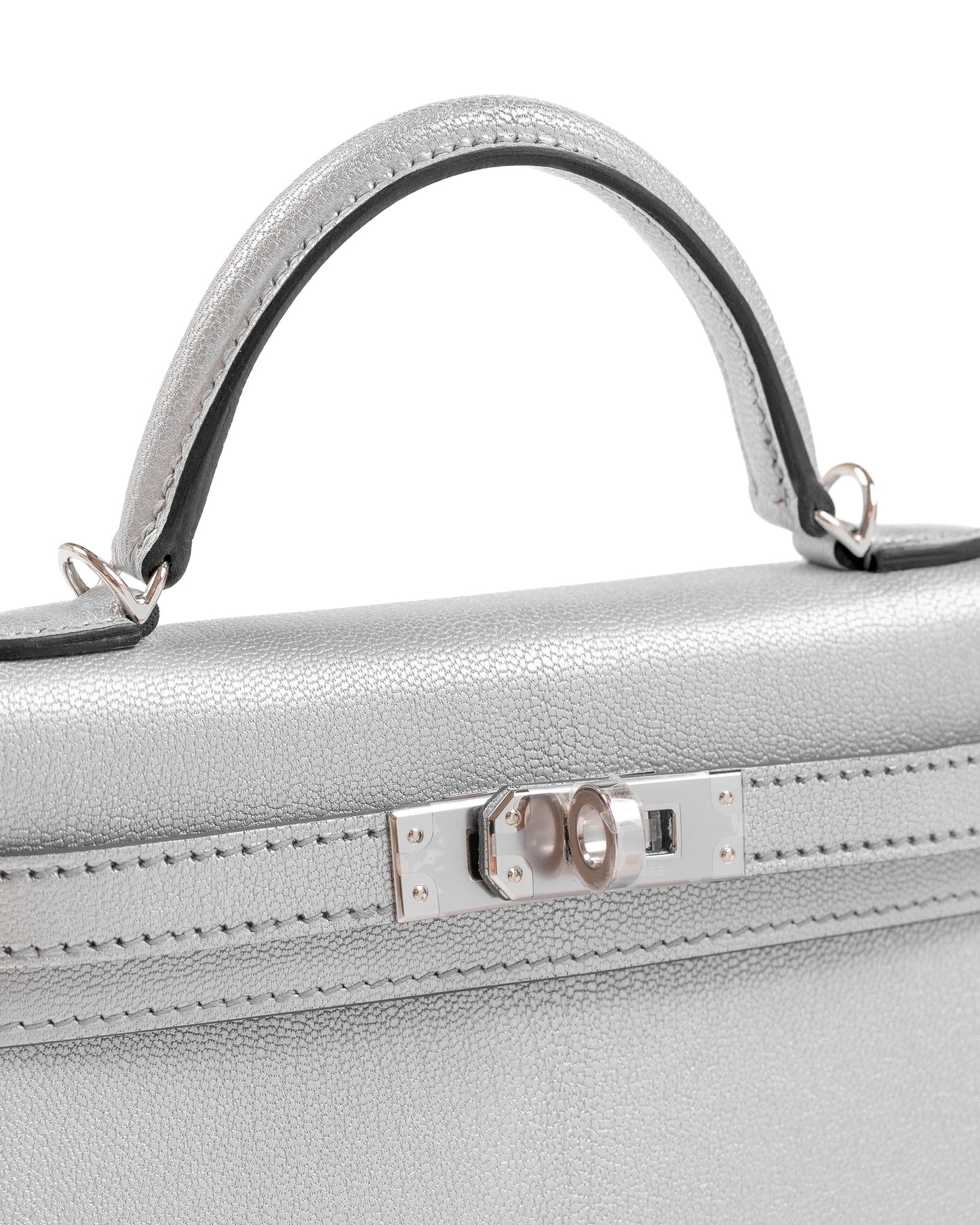 Kelly 20 Argent Silver Metallic in Chevre Leather with Palladium Hardware