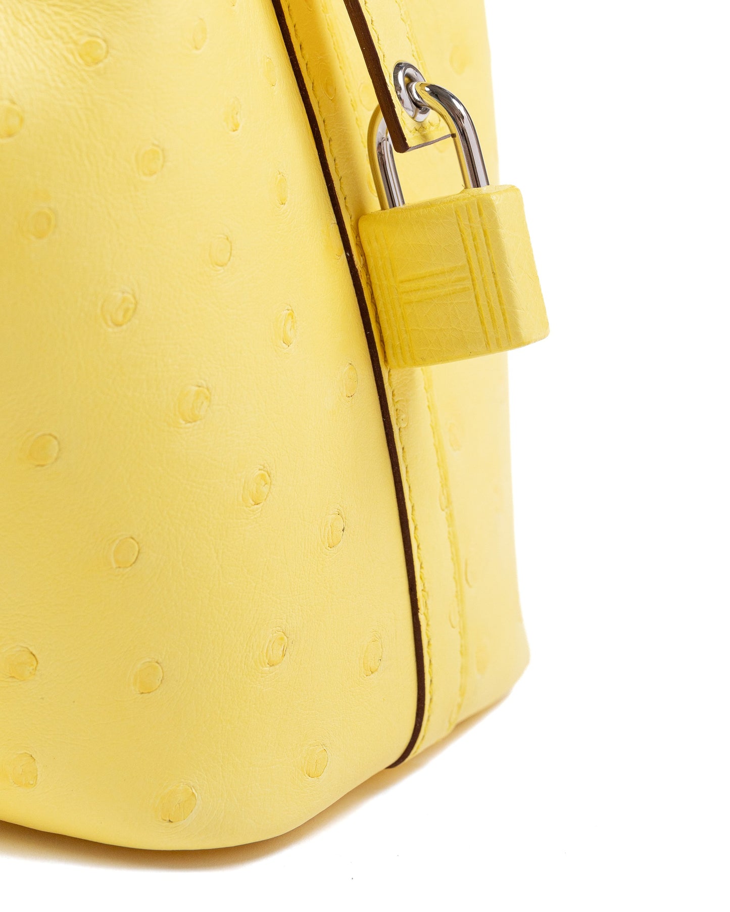 Micro Picotin 14 Jaune Citron in Ostrich Leather with Palladium Hardware