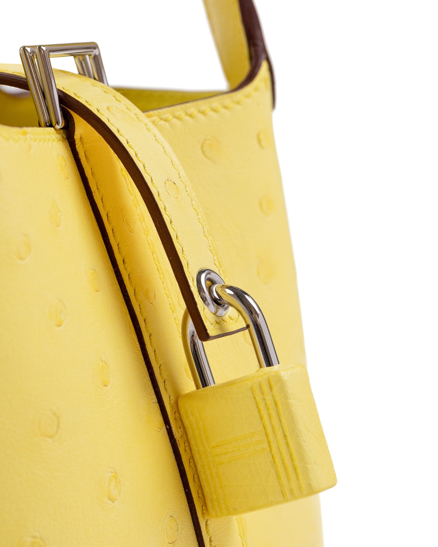 Micro Picotin 14 Jaune Citron in Ostrich Leather with Palladium Hardware