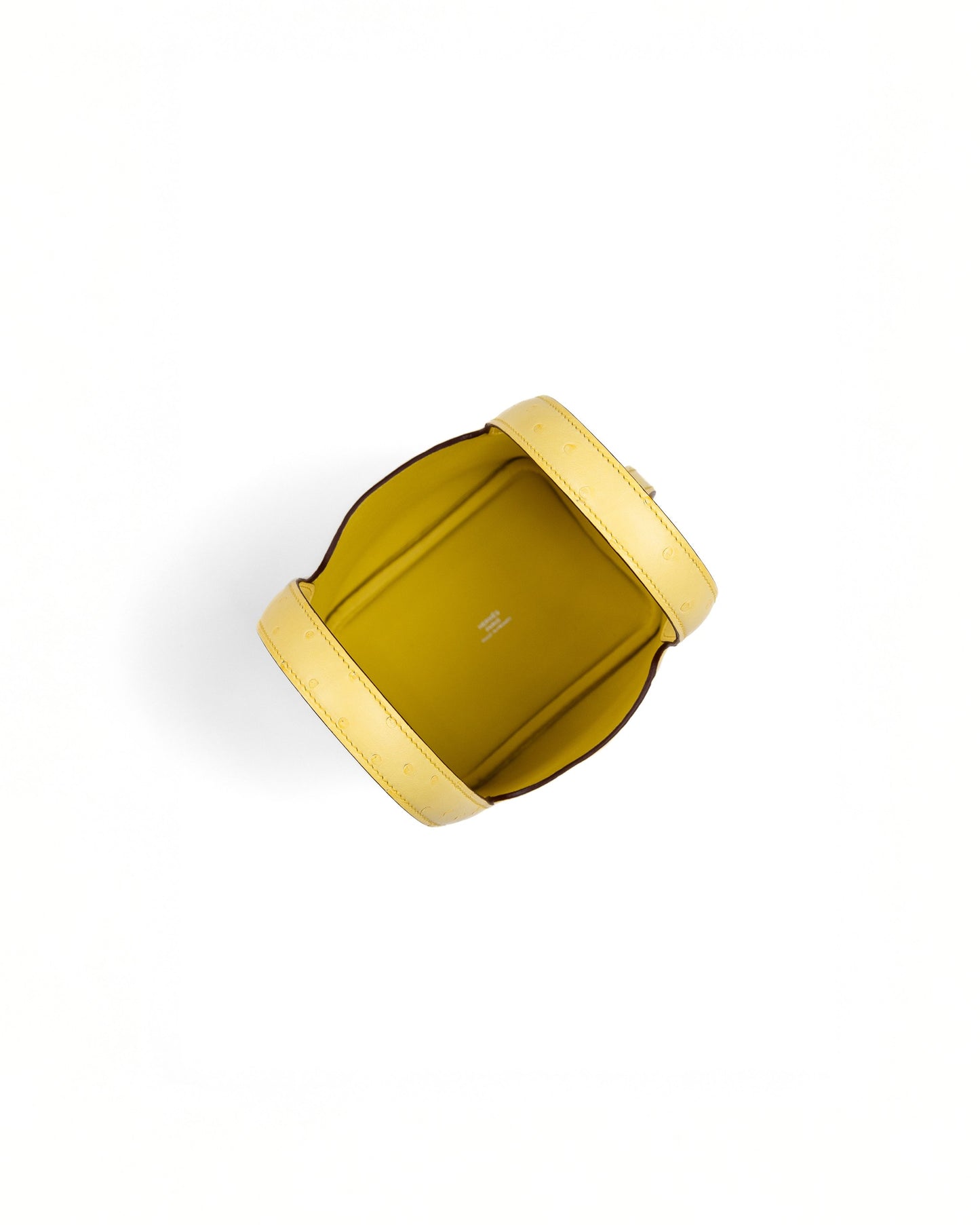 Micro Picotin 14 Jaune Citron in Ostrich Leather with Palladium Hardware