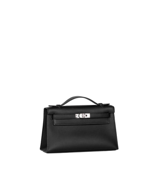 Kelly Pochette Black in Swift Leather with Palladium Hardware