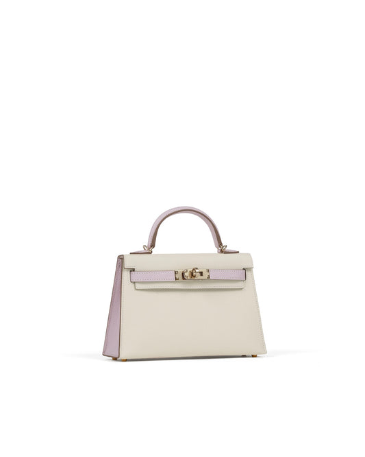 Kelly 20 Sellier HSS Craie/Mauve Pale in Epsom leather with Gold Hardware