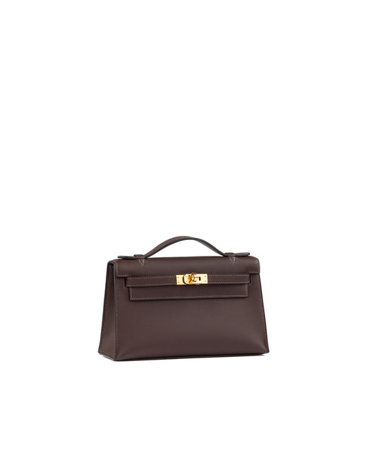Kelly Pochette Havane in Swift Leather with Gold Hardware