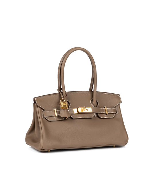 Birkin 29 Shoulder Etoupe in Evercolor Leather with Gold Hardware
