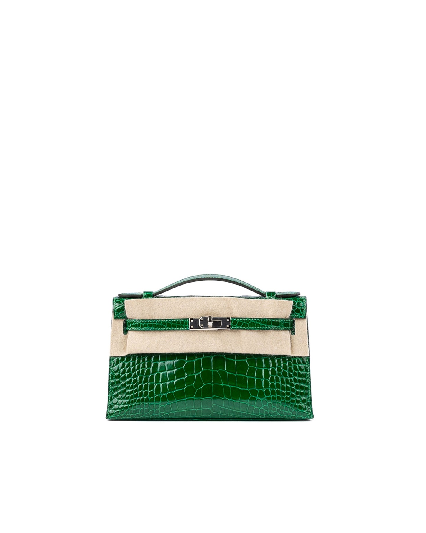 Kelly Pochette Vert Émeraude in Shiny Alligator with Palladium Hardware