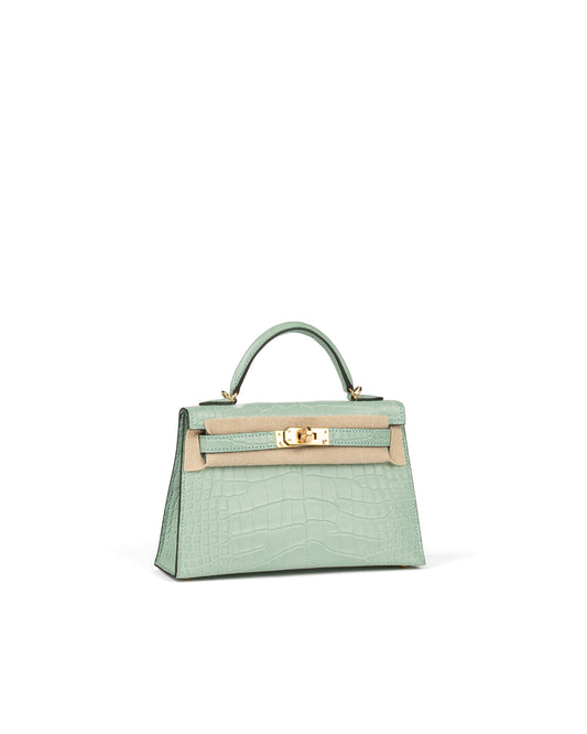 Kelly 20 Vert D'eau in Matte Alligator with Gold Hardware