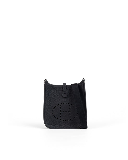 Mini Evelyne Black in Taurillon Clemence Leather with Palladium Hardware