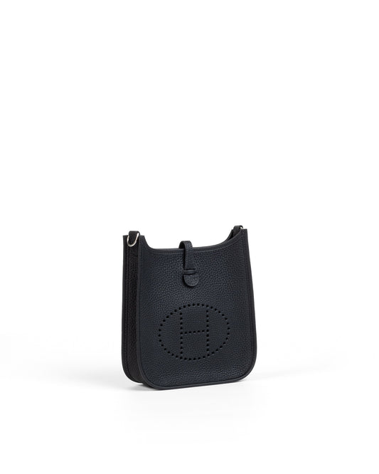 Mini Evelyne Black in Taurillon Clemence Leather with Palladium Hardware