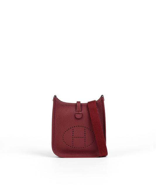 Mini Evelyne Rouge H in Taurillon Clemence leather with Palladium Hardware