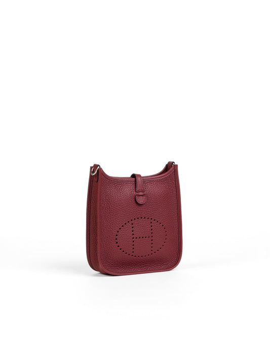 Mini Evelyne Rouge H in Taurillon Clemence leather with Palladium Hardware