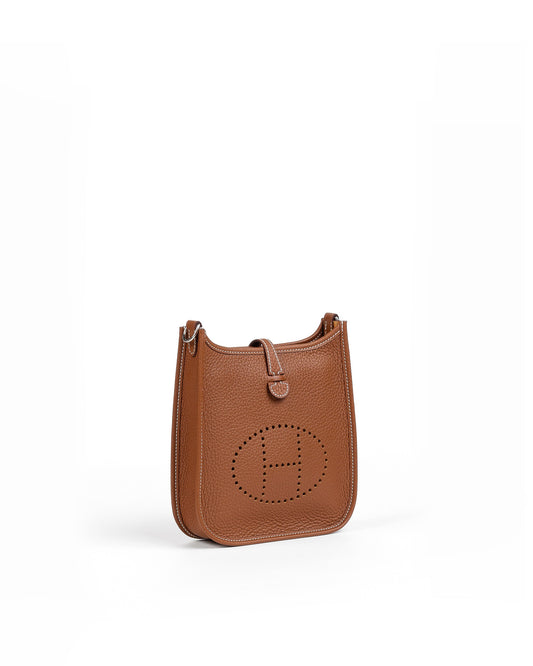 Mini Evelyne Gold in Taurillon Clemence leather with Palladium Hardware
