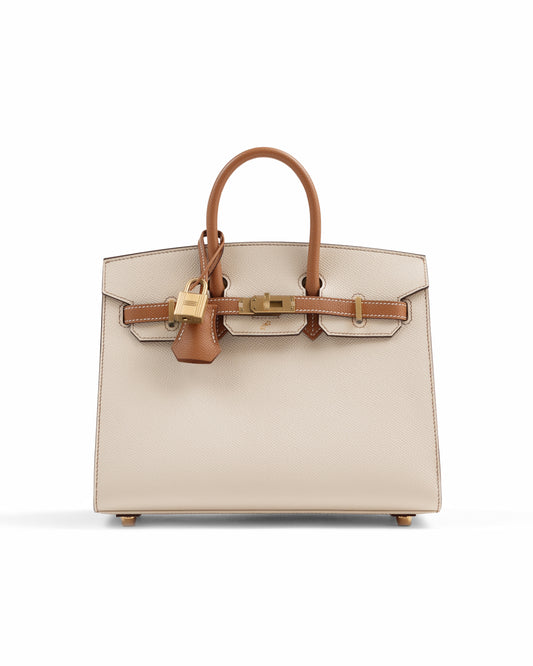 Birkin 25 HSS Craie & Biscuit in Epsom Leather with Brushed Gold Hardware