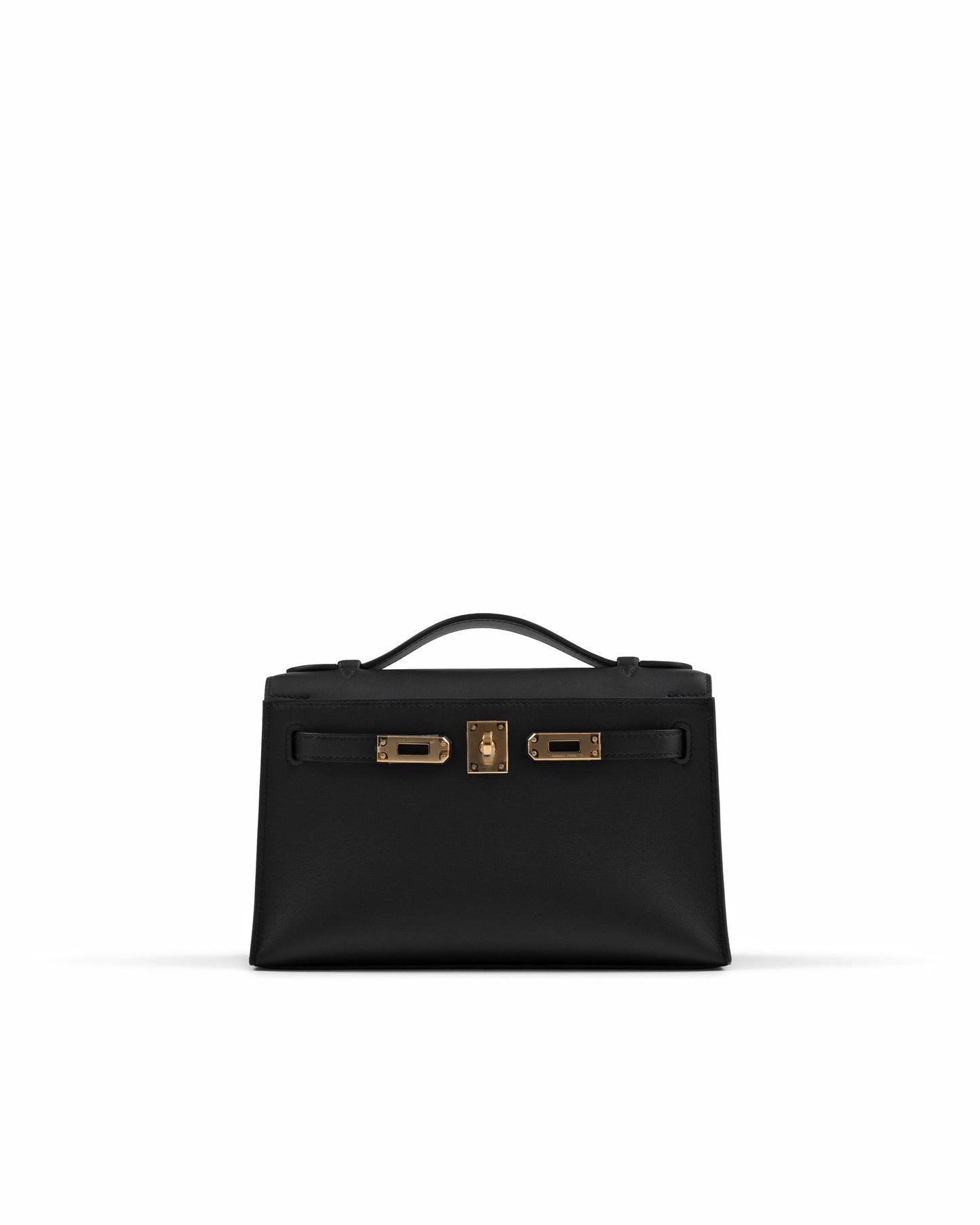 Kelly Pochette Black in Swift Leather with Gold Hardware