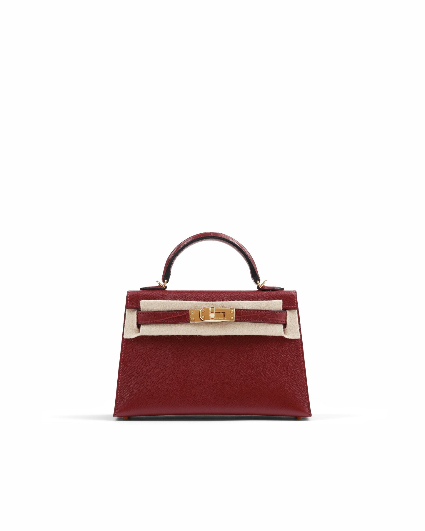Kelly 20 Sellier Rouge H in Veau Madame Leather and Matte Alligator Touch with Gold Hardware