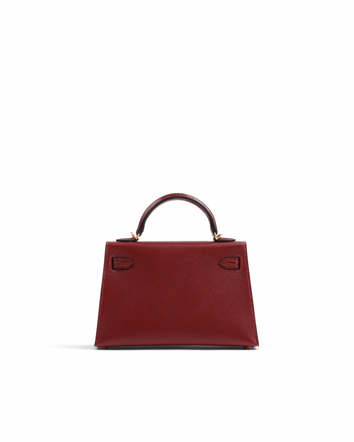 Kelly 20 Sellier Rouge H in Veau Madame Leather and Matte Alligator Touch with Gold Hardware