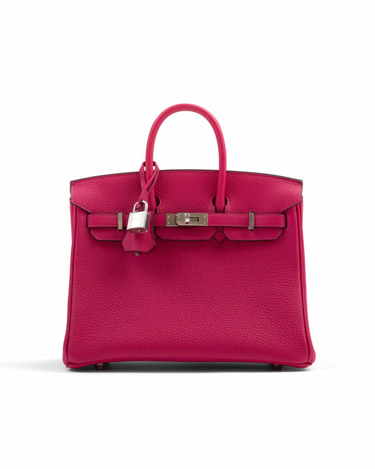 Birkin 25 Rose Mexico in Togo Leather with Palladium Hardwar