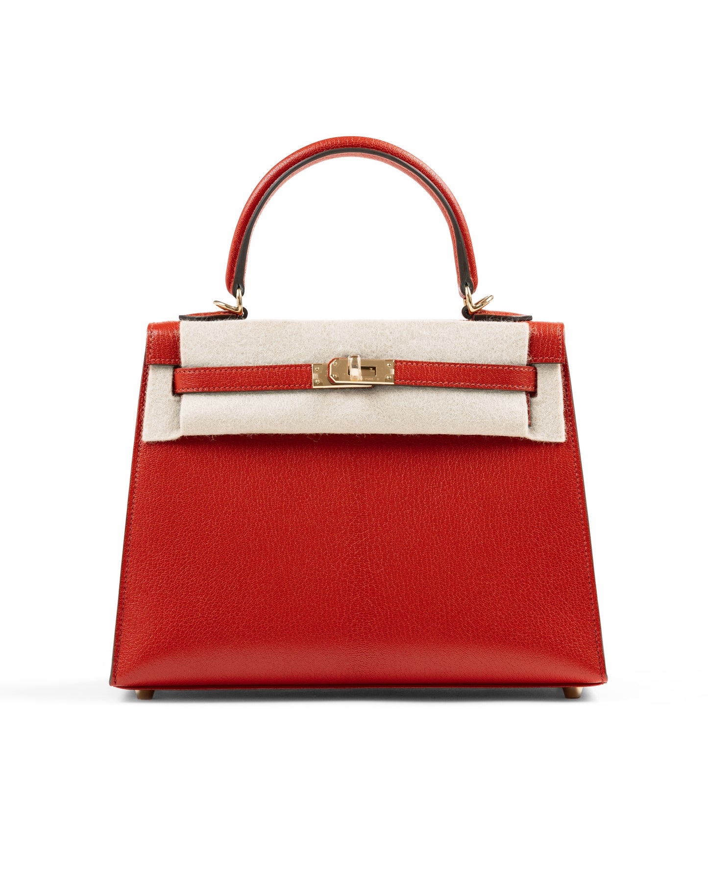 Kelly 25 Sellier Rouge De Ceour in Chevre Leather with Gold Hardware