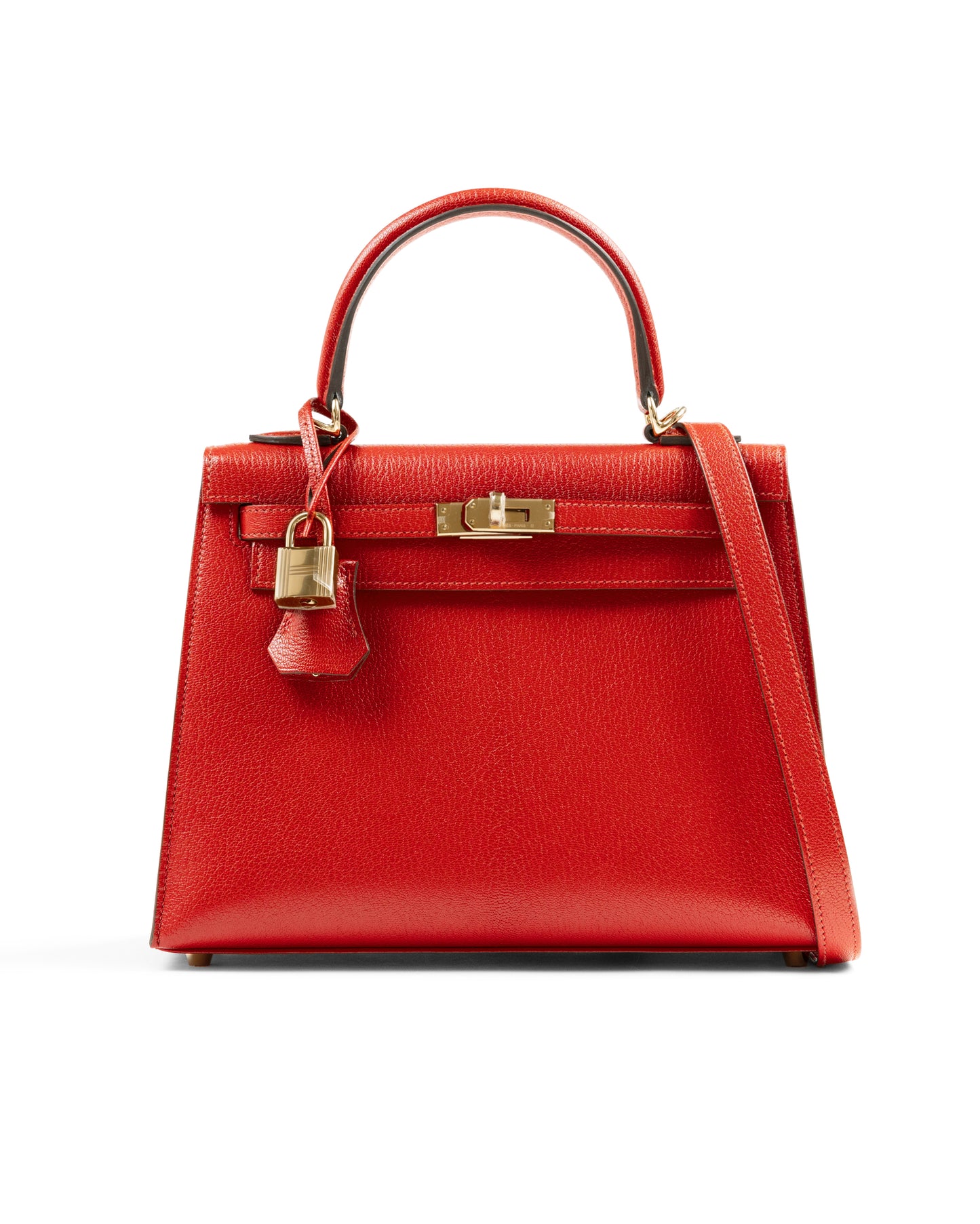 Kelly 25 Sellier Rouge De Ceour in Chevre Leather with Gold Hardware