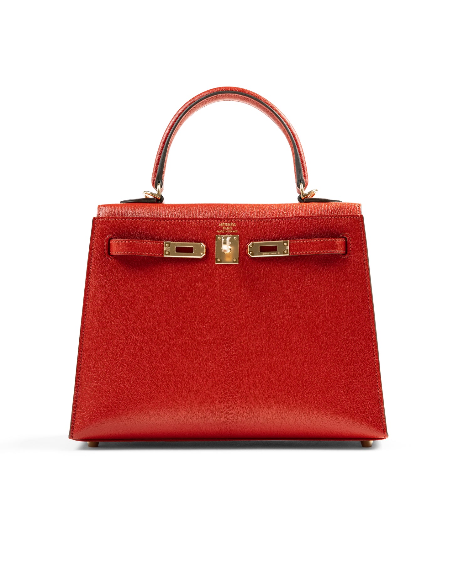 Kelly 25 Sellier Rouge De Ceour in Chevre Leather with Gold Hardware
