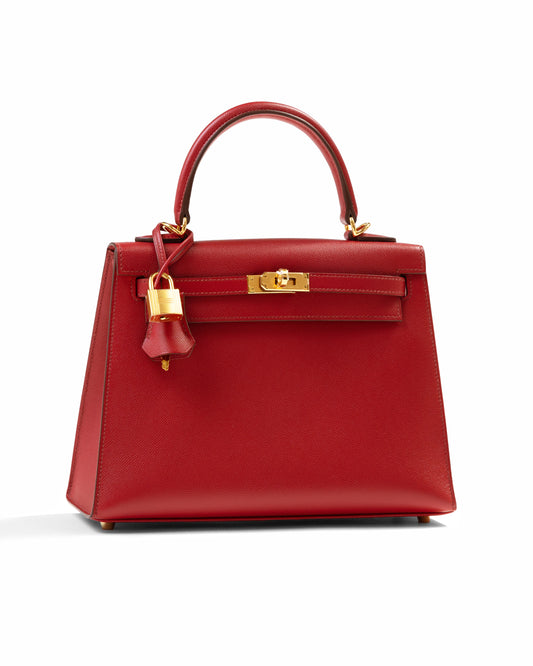 Kelly 25 Sellier Rubis in Veau Madame Leather with Gold Hardware
