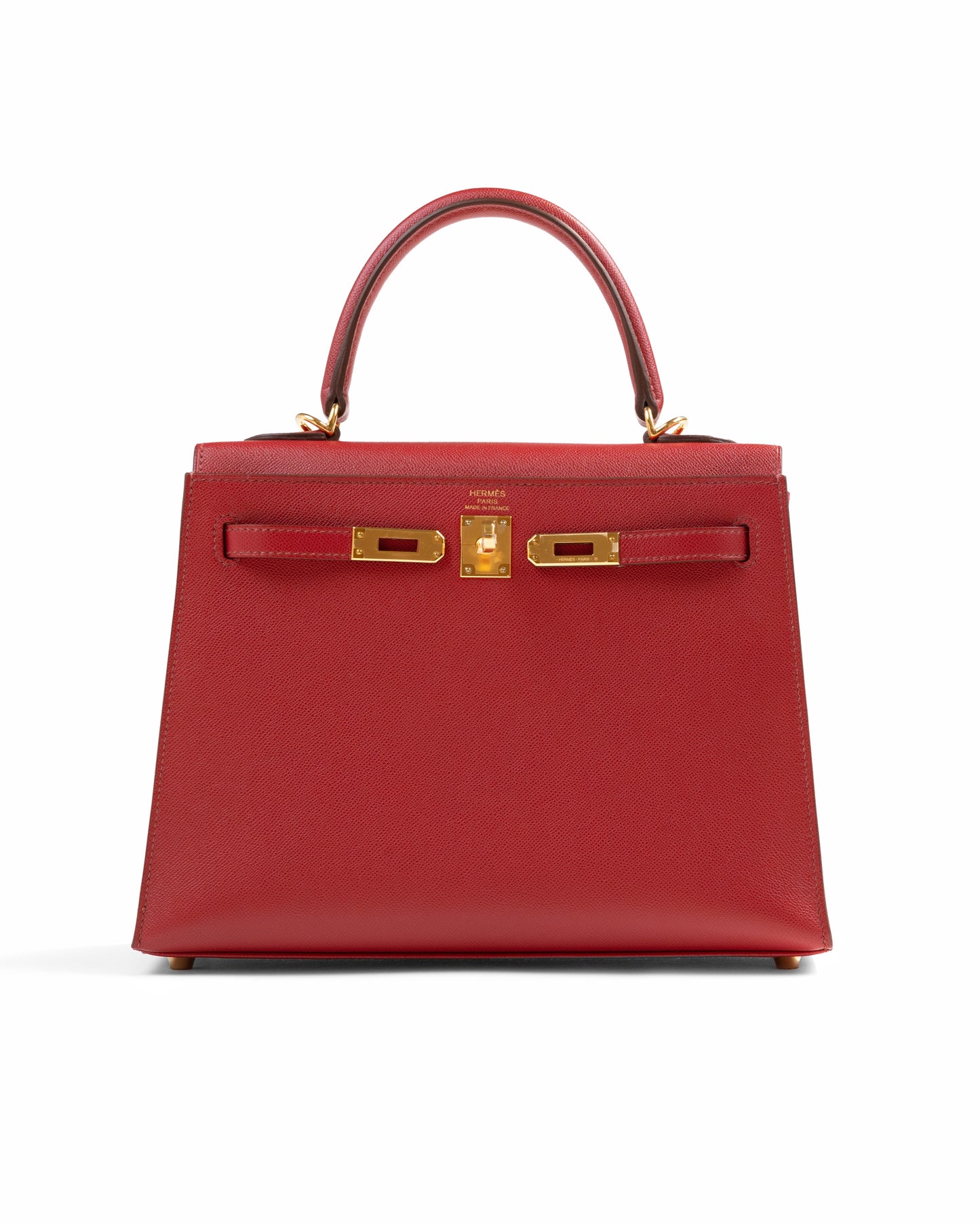 Kelly 25 Sellier Rubis in Veau Madame Leather with Gold Hardware