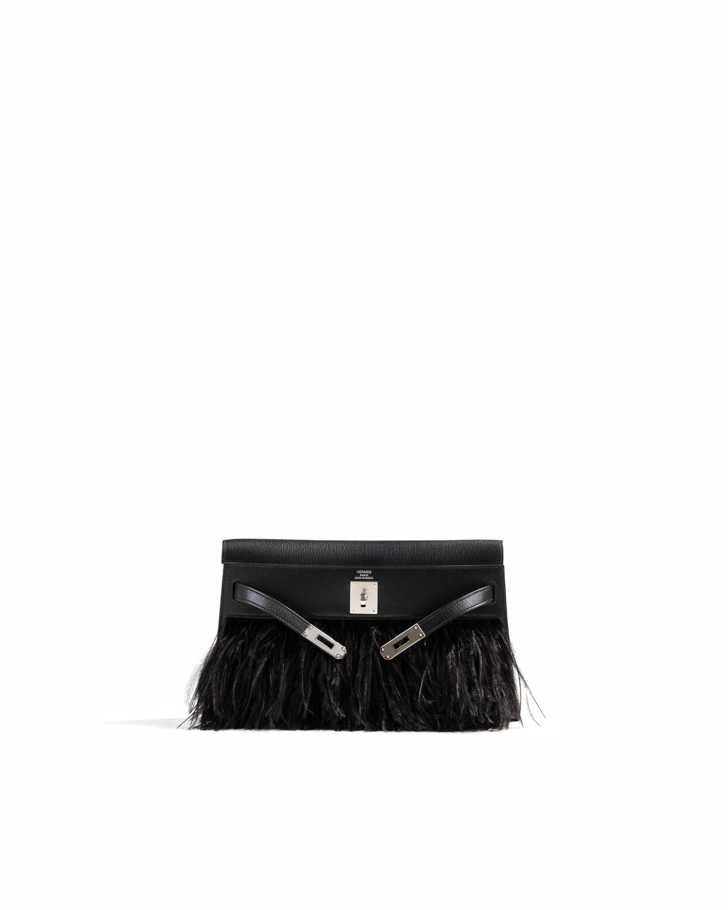 Kelly Elan Foile in Chevre Chamkila Leather and Ostrich Feather with Palladium Hardware