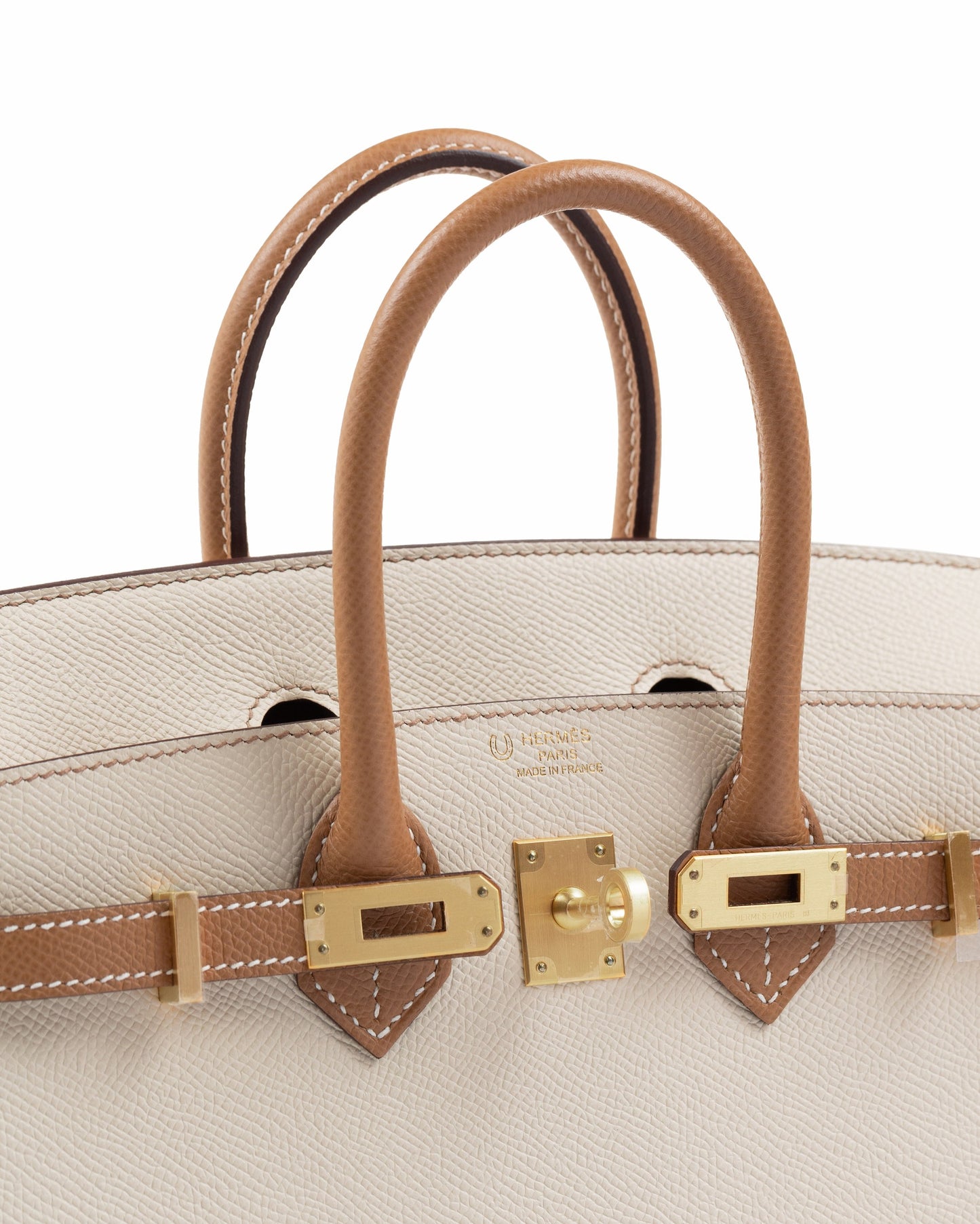 Birkin 25 HSS Craie & Biscuit in Epsom Leather with Brushed Gold Hardware