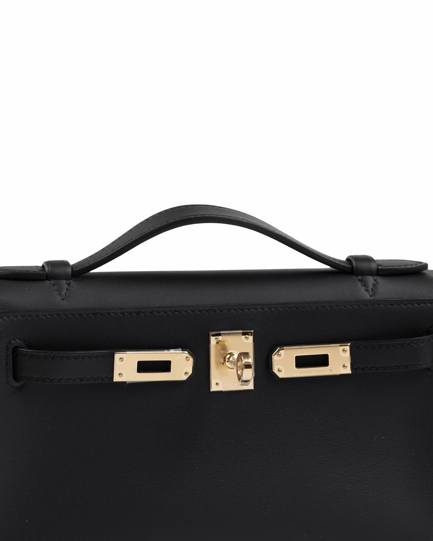 Kelly Pochette Black in Swift Leather with Gold Hardware