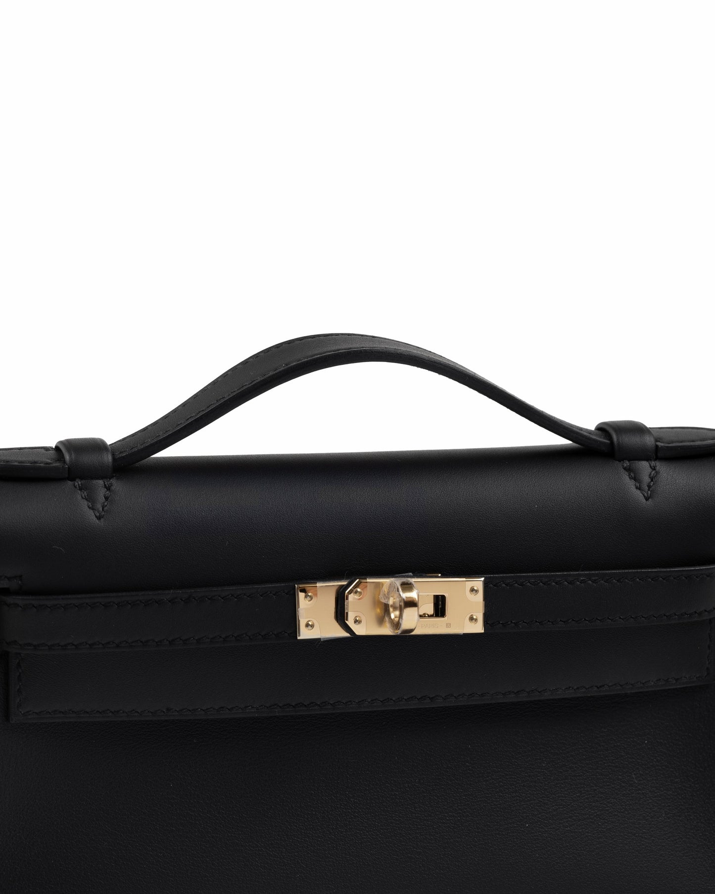 Kelly Pochette Black in Swift Leather with Gold Hardware