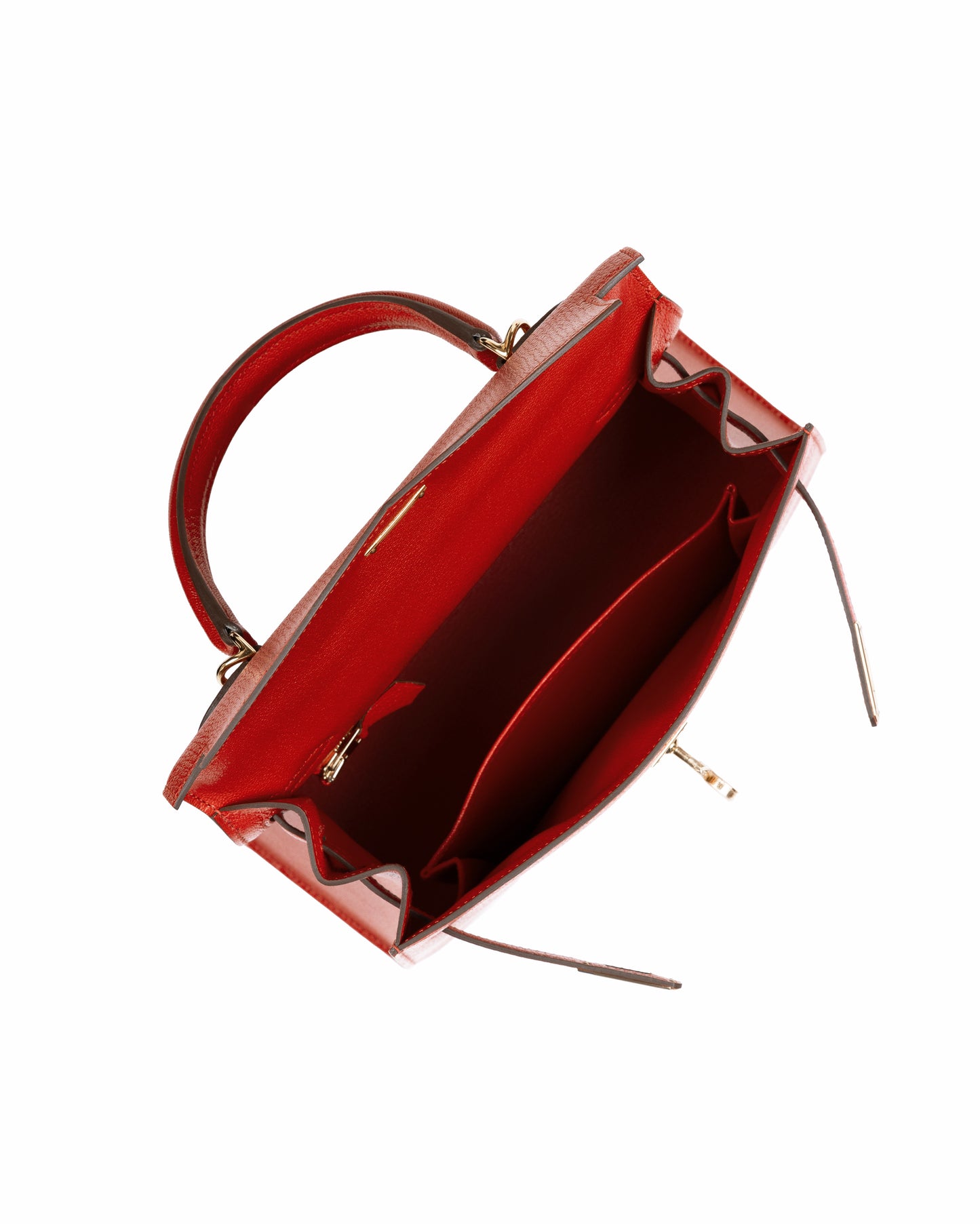 Kelly 25 Sellier Rouge De Ceour in Chevre Leather with Gold Hardware