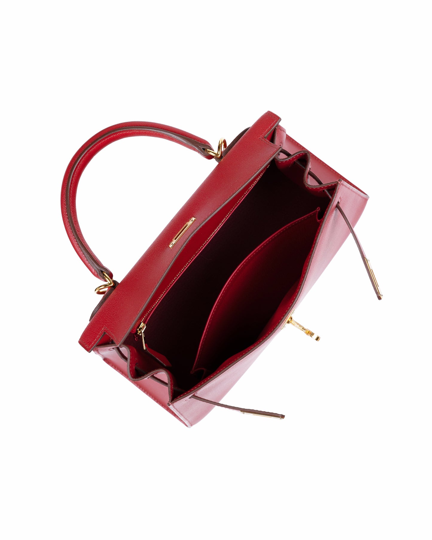 Kelly 25 Sellier Rubis in Veau Madame Leather with Gold Hardware