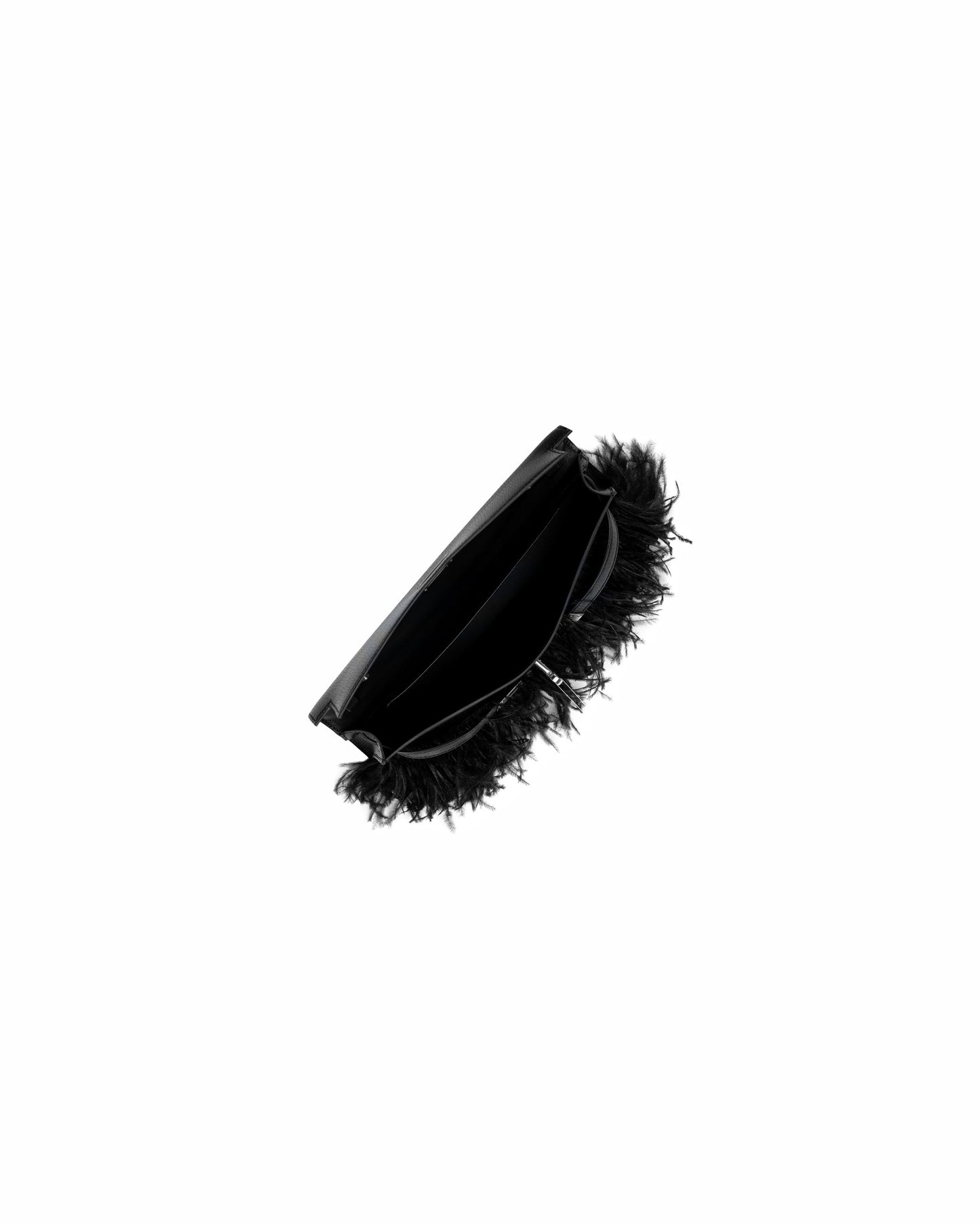 Kelly Elan Foile in Chevre Chamkila Leather and Ostrich Feather with Palladium Hardware