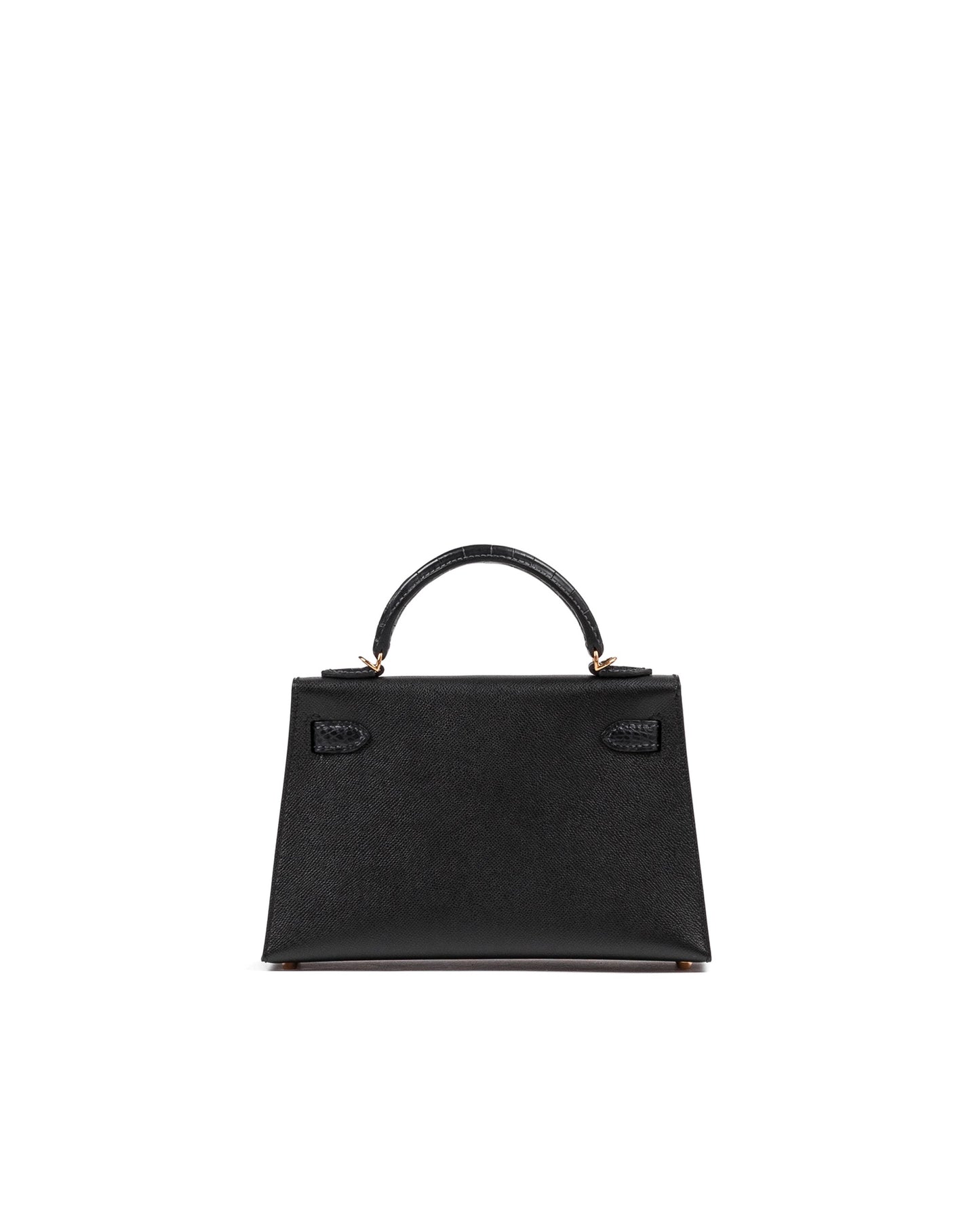 Kelly 20 Sellier Black in Madame Touch Alligator with Gold Hardware